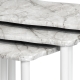 Přístavné a odkládací stolky NUKLEO, set 3 ks, šedobílý mramor/bílá matná