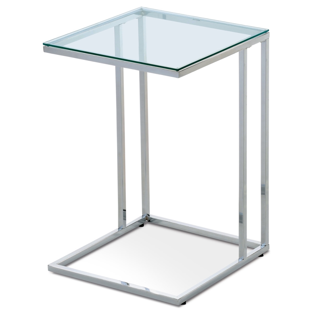 Přístavný stolek MACARIO, sklo/chrom