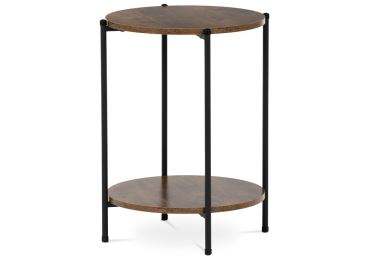 Přístavný stolek ELQUINGAR, dekor staré dřevo, černý kov