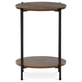 Přístavný stolek ELQUINGAR, dekor staré dřevo, černý kov