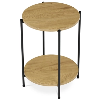 Přístavný stolek ELQUINGAR, divoký dub, černý kov