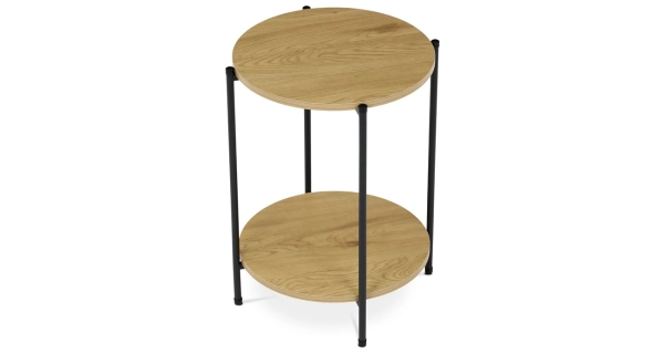 Přístavný stolek ELQUINGAR, divoký dub, černý kov