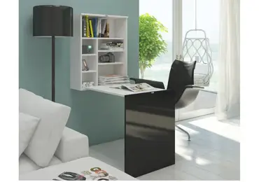 Psací stůl ANDIJON, bílá/černý lesk