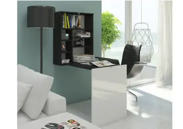 Psací stůl ANDIJON, černá/bílý lesk