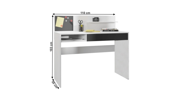 Psací stůl ANIM, bílá/černá