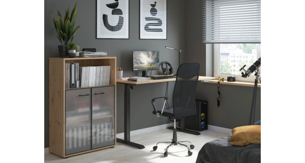 Psací stůl BELLARMINO 140x90 cm, levý, dub artisan