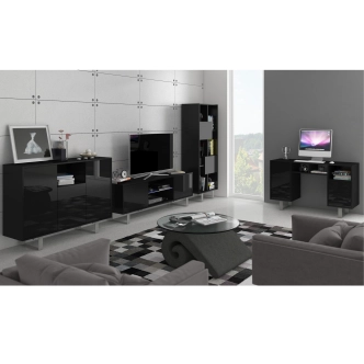 Psací stůl BOKARO 9, černá/černý lesk, 5 let záruka