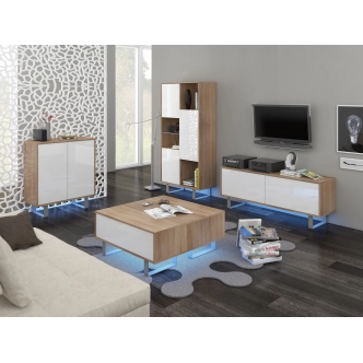 Psací stůl BOKARO 9, dub sonoma/bílý lesk, 5 let záruka