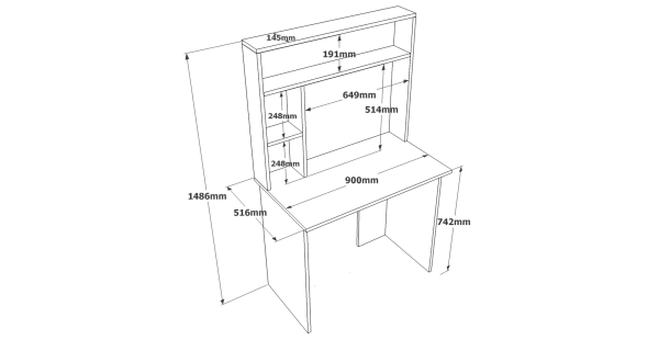 Psací stůl CENMEN, borovice atlantská/bílá