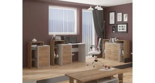 Psací stůl DORINDA levý, craft bílý/craft zlatý