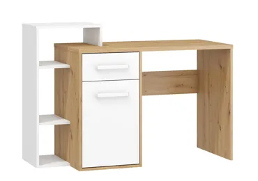 Psací stůl DORINDA levý, dub artisan/bílá