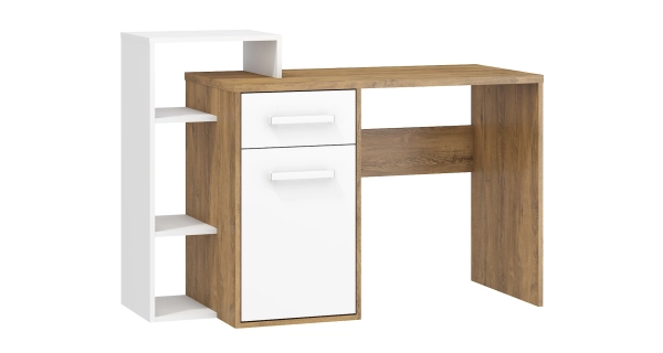 Psací stůl DORINDA levý, dub burgundský/bílá, 5 let záruka
