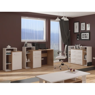 Psací stůl DORINDA levý, dub sonoma/bílá