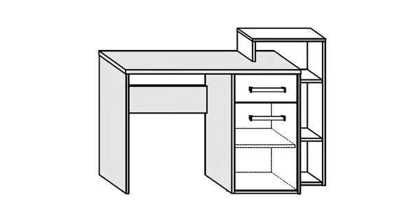 Psací stůl DORINDA pravý, craft bílý/craft zlatý