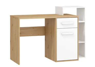 Psací stůl DORINDA pravý, dub artisan/bílá