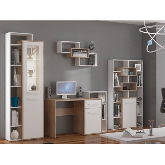 Psací stůl DORINDA pravý, dub sonoma/bílá, 5 let záruka