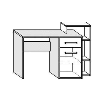 Psací stůl DORINDA pravý, dub sonoma/bílá, 5 let záruka