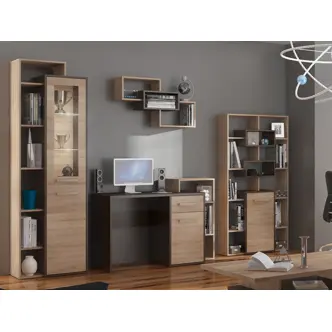 Psací stůl DORINDA pravý, dub sonoma tmavý/dub sonoma, 5 let záruka