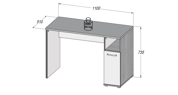 Psací stůl DUNANUEJ, dub sonoma, 5 let záruka