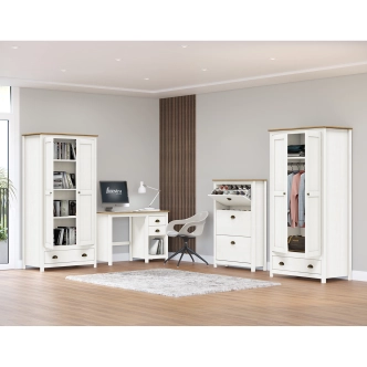 Psací stůl FEMI, bílá/hnědá