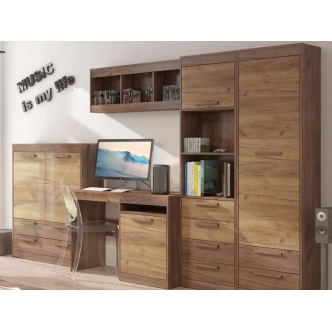 Psací stůl GATTON s dvířky, craft tobaco/craft zlatý, 5 let záruka