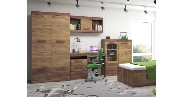 Psací stůl GATTON se šuplíky, craft tobaco/craft zlatý, 5 let záruka