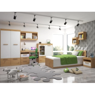 Psací stůl GATTON se šuplíky, dub artisan/bílý lesk, 5 let záruka