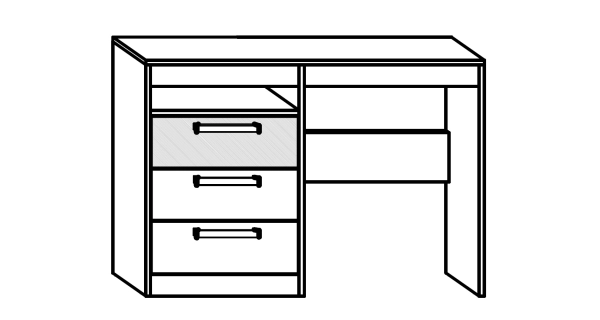Psací stůl GATTON se šuplíky, dub burgundský/bílý lesk, 5 let záruka