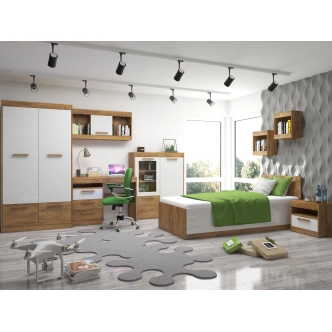 Psací stůl GATTON se šuplíky, dub burgundský/bílý lesk, 5 let záruka