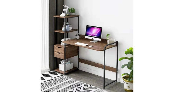 Psací stůl GERCHEL s regálem, černý/ořech