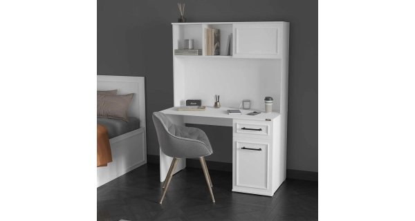 Psací stůl GRAVEN s nástavcem, bílá DOPRODEJ