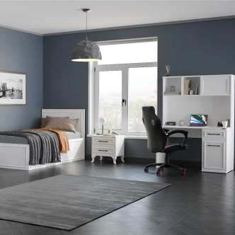 Psací stůl GRAVEN s nástavcem, bílá DOPRODEJ