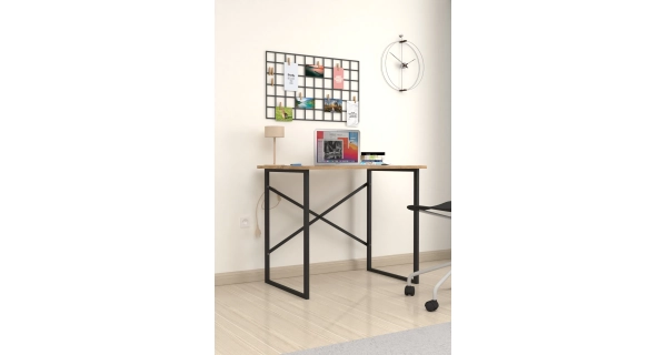 Psací stůl HALNAL, černá/borovice