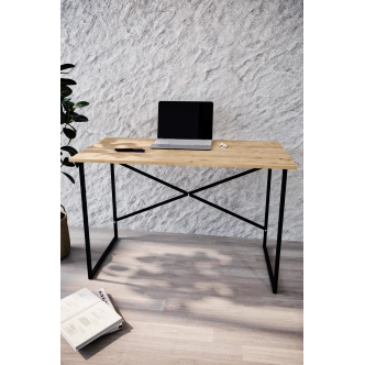 Psací stůl HALNAL, černá/dub safírový