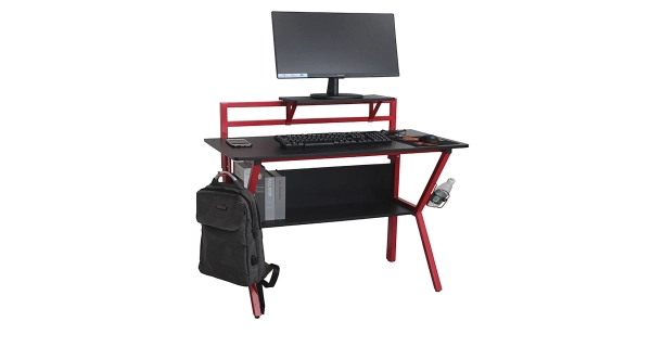 Psací stůl/herní stůl BERAT, černá/červená