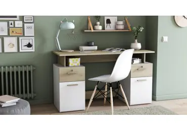 Psací stůl ISTOR, dub kronberg/bílá