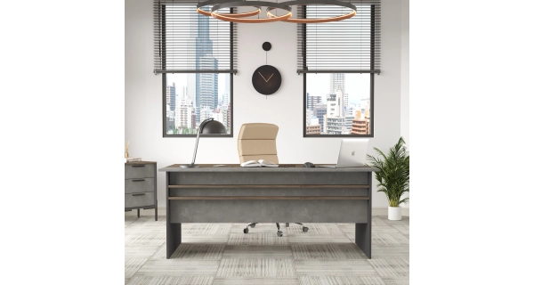 Psací stůl JERMIR, antracit/hnědá/šedá