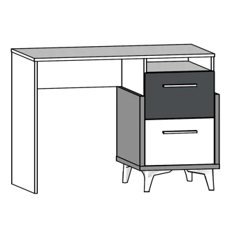 Psací stůl LEPON 105, dub artisan/bílá/modrá