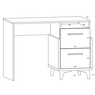 Psací stůl LEPON 105, dub artisan/bílá/modrá