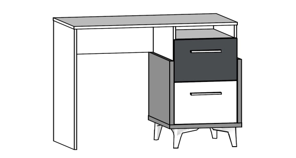 Psací stůl LEPON 105, dub artisan/bílá/zelená