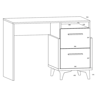 Psací stůl LEPON 105, dub artisan/bílá/zelená