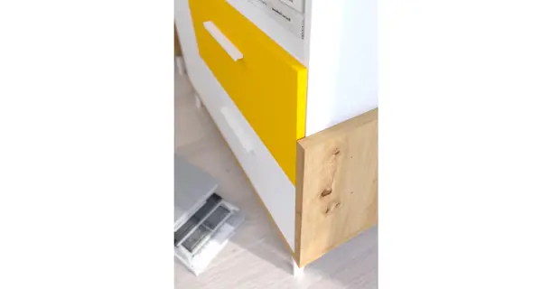 Psací stůl LEPON 105, dub artisan/bílá/žlutá