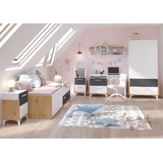 Psací stůl LEPON 125, dub artisan/bílá/grafit