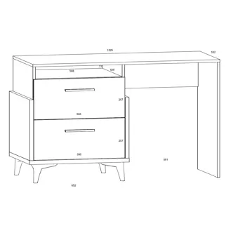 Psací stůl LEPON 125, dub artisan/bílá/modrá