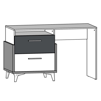 Psací stůl LEPON 125, dub artisan/bílá/zelená, 5 let záruka