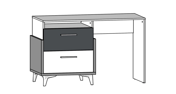 Psací stůl LEPON 125, dub artisan/bílá/zelená, 5 let záruka