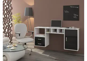 Psací stůl MARGILON, bílá/černý lesk