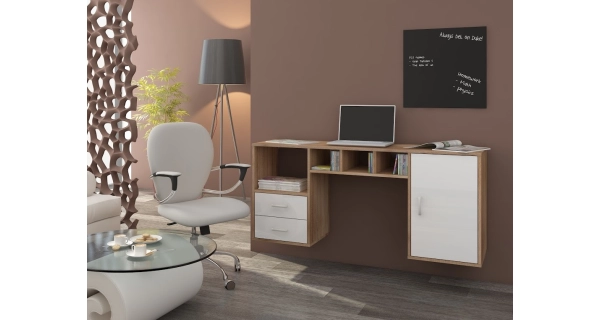 Psací stůl MARGILON, dub sonoma/bílý lesk, 5 let záruka