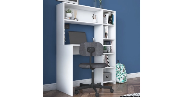 Psací stůl MIRGAR s knihovnou, bílá
