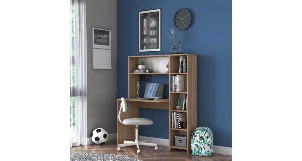 Psací stůl MIRGAR s knihovnou, dub